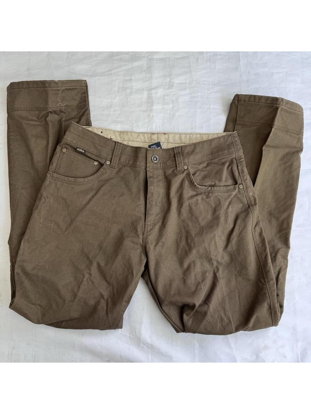 Kuhl Vintage Patina Dyed Pants Brown 32x30 Outdoor Hiking Work Articulated Knee